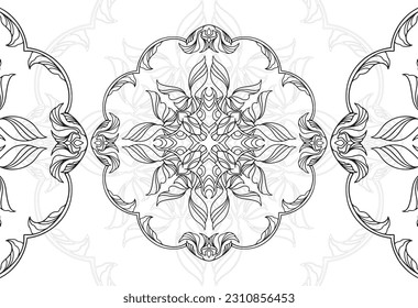 patrón de mandala, dibujo decorativo, composición ornamental, correa, dibujo a mano, adorno, impresión para textiles