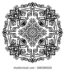 Mandala pattern decorative elements with elephant