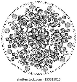 Mandala pattern with decorative floral elements
