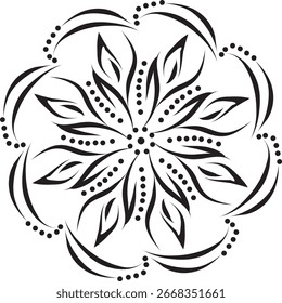 Arte vectorial de color negro de diseño de patrón de mandala