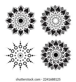 Mandala pattern design black and white