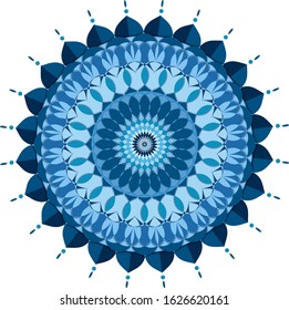 Diseño de patrones de Mandala en la ilustración de color azul