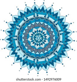 Mandala pattern design in blue  illustration