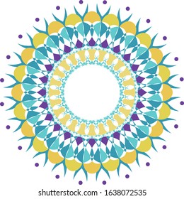 Mandala pattern design in blue and yellow illustration