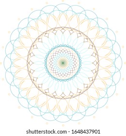 Mandala pattern design in blue and yellow color illustration