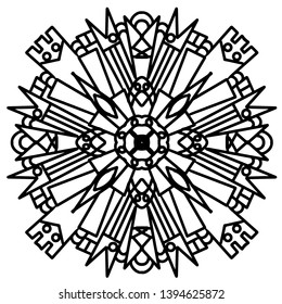 mandala pattern design flower mono vector symbol.