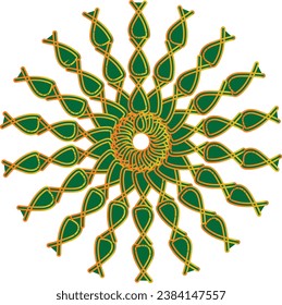 Mandala pattern design in green color illustration