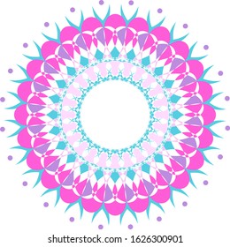 Mandala pattern design in green and pink color illustration