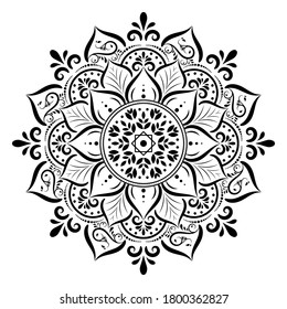 Mandala pattern design with hand drawn, Vector mandala Oriental pattern, Unique design with petal flower. Concept relax and meditation use for page logo book