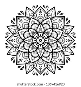 Diseño de patrón Mandala con dibujo a mano, Vector mandala Oriental, Diseño único con flor pétalo. Relajación conceptual y uso de la meditación para el libro del logo de la página