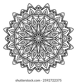 Mandala pattern design with hand drawn, Unique design with petal flower. Concept relax and meditation use for page logo book.