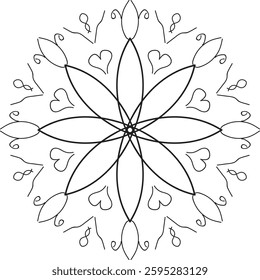Mandala pattern design with hand drawn, Unique design with petal flower. Concept relax and meditation use for page logo book.