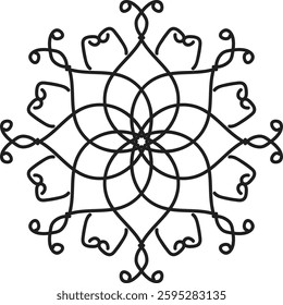 Mandala pattern design with hand drawn, Unique design with petal flower. Concept relax and meditation use for page logo book.