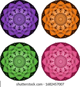 Diseño de patrones Mandala en ilustración de fondo blanco