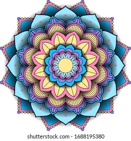 Diseño de patrones Mandala en ilustración de fondo blanco