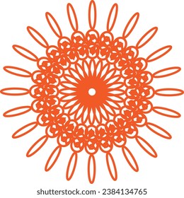 Mandala pattern design in orange color illustration