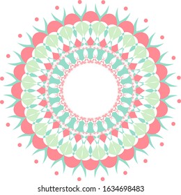 Mandala pattern design in pink and green color illustration