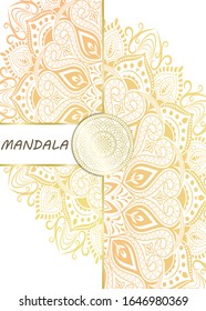 Mandala pattern design template with frame or decorative border vintage stay. Vector illustration.
