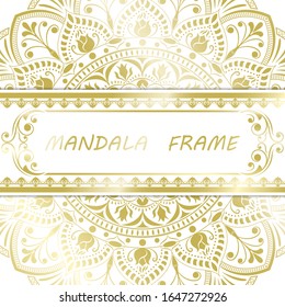 Mandala pattern design template with frame or decorative border vintage stay. Vector illustration.