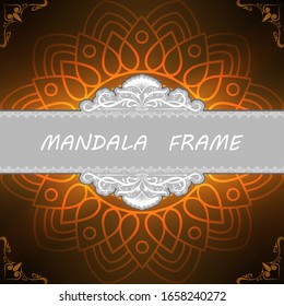 Mandala pattern design template with frame or decorative border vintage stay. Vector illustration.