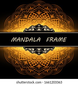 Mandala pattern design template with frame or decorative border vintage stay. Vector illustration.