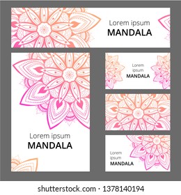 Mandala pattern design template. May be used for Business card or booklet, banner, book cover. illustration.