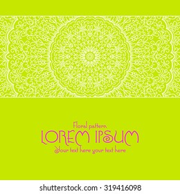 Mandala pattern design template. Vintage ethnic background frame. Vector illustration.