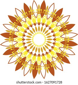 Mandala pattern design in yellow and brown color illustration