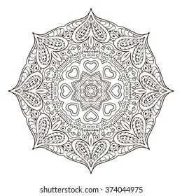Mandala pattern. Doodle drawing. Round coloring