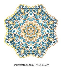 Mandala pattern. Doodle drawing. Round ornament. Color