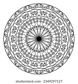 Mandala pattern. Doodle lace background for coloring book. 