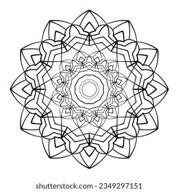 Mandala pattern. Doodle lace background for coloring book. 