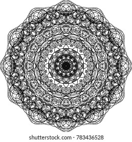 Mandala pattern. Doodle ornament in circle on white background.
