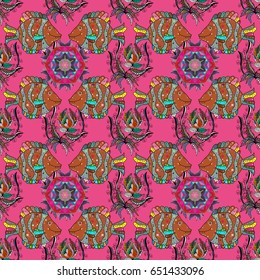 Mandala pattern. East, Islam, Thai, Indian, ottoman motifs. Vector Mandala colored. Abstract Tribal, ethnic texture. Arabic Vintage decorative ornament. Orient, symmetry lace, meditation symbol.