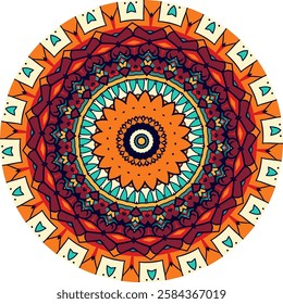 Mandala Pattern Featuring  Radiant Colors