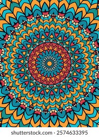 Mandala Pattern Featuring Symmetry and Layers of Color