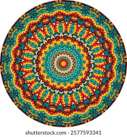 Mandala Pattern Featuring Symmetry and Layers of Color