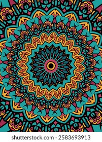 Mandala Pattern Featuring Symmetry and Layers of Color