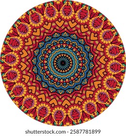 Mandala Pattern Featuring Symmetry and Layers of Color