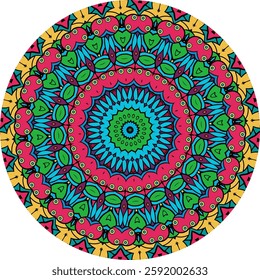 Mandala Pattern Featuring Symmetry and Layers of Color