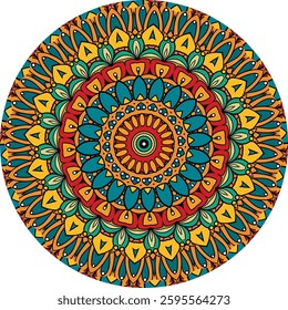 Mandala Pattern Featuring Symmetry and Layers of Color