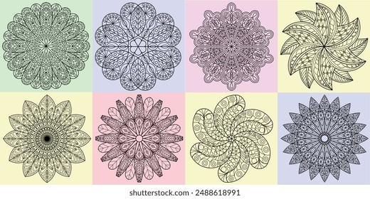 Mandala Patrón Diseño Floral Coloring_SET 3