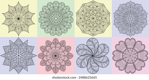 Mandala Muster Blumendesign Färbung_SET 4