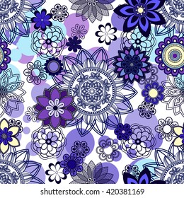 Mandala pattern, floral elements, decorative ornament. Seamless pattern background.  Arabic, Asian, ottoman motifs. Vector illustration 