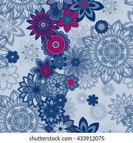 Mandala pattern, floral elements, decorative ornament. Seamless pattern background.  Arab, Asian, ottoman motifs. Vector illustration 