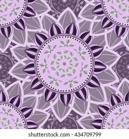 Mandala pattern, floral elements, decorative ornament. Seamless pattern background. Arab, Asian, ottoman motifs. Vector illustration