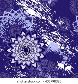 Mandala pattern, floral elements, decorative ornament. Seamless pattern background. Arab, Asian, ottoman motifs. Vector illustration