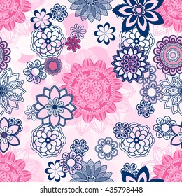 Mandala pattern, floral elements, decorative ornament. Seamless pattern background.  Arab, Asian, ottoman motifs. Vector illustration 