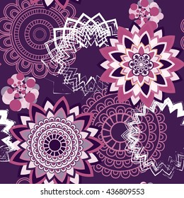 Mandala pattern, floral elements, decorative ornament. Seamless pattern background. Arab, Asian, ottoman motifs. Vector illustration