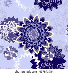 Mandala pattern, floral elements, decorative ornament. Seamless pattern background. Arab, Asian, ottoman motifs. Vector illustration